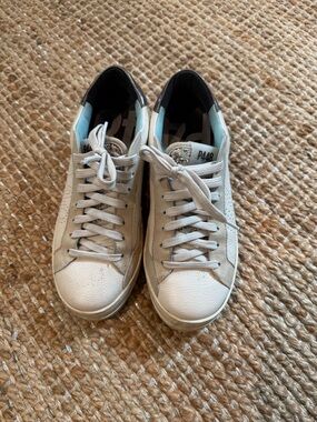 P448 White and Light Gray Leather Low-Top Sneakers